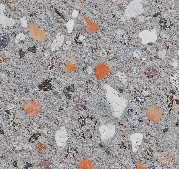 Cross-section of concrete containing recycled aggregates