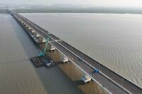 The sea bridge is 21.8 km long.