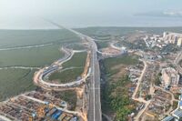 16.5 km of the total bridge length is located over the sea.