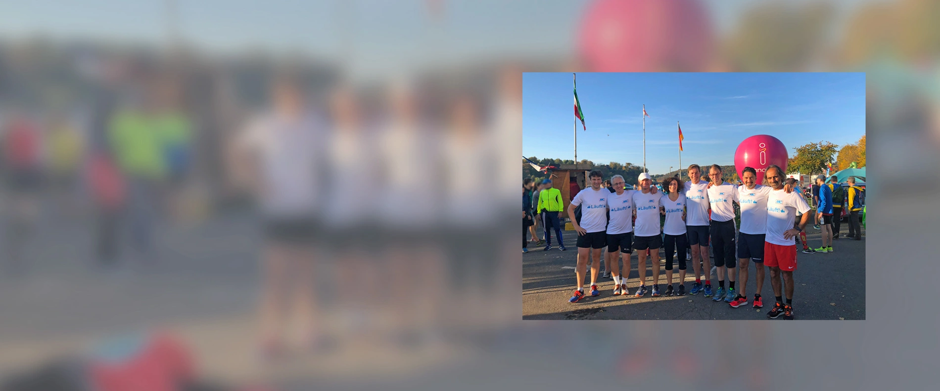 Die beiden Staffel-Teams der MC-Bauchemie vor dem Start des innogy Marathons.