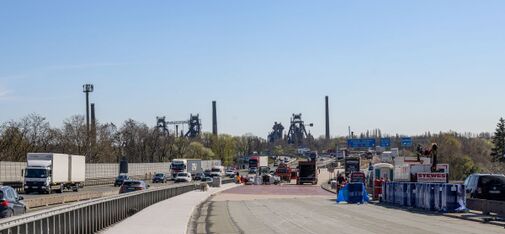 Blick auf die Baustelle am Kreuz Duisburg-Nord.