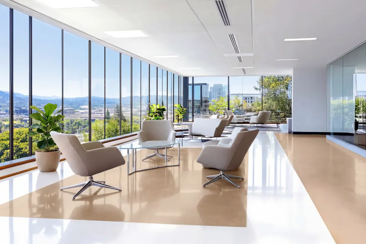 View of a modern floor coating in a lounge area