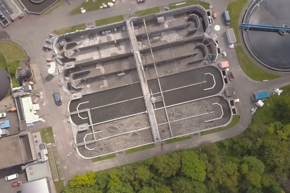 View from above on the septic tanks